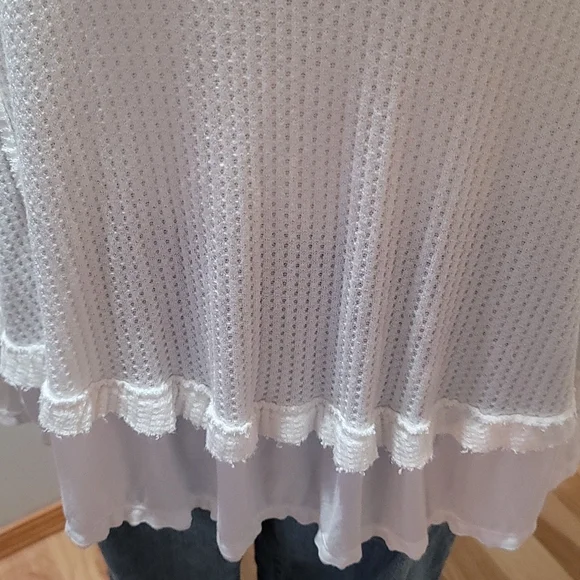 We The Free Free People Womens Extra Small Bohemian Casual V-Neck Waffle Top - Picture 7 of 12